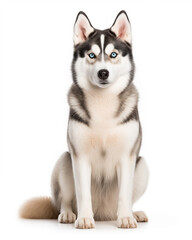 Naklejka na ściany i meble Siberian husky dog sitting isolated full body