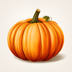 Illustrated Pumpkin with white background, white background pumpkin