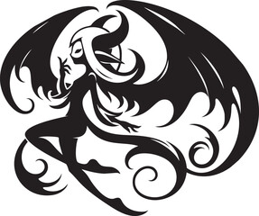 Naklejka premium Chibi Banshee in Monochrome Elegance