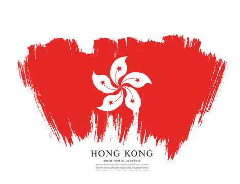 Flag of Hong Kong, brush stroke background