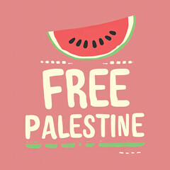 Free Palestine and Watermelon Unique Typography for Signs, Posters, Pin Buttons