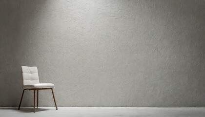 White chair in front of a gray wall. cement texture wall