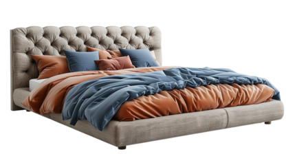 bed isolated on transparent background, element remove background, element for design.