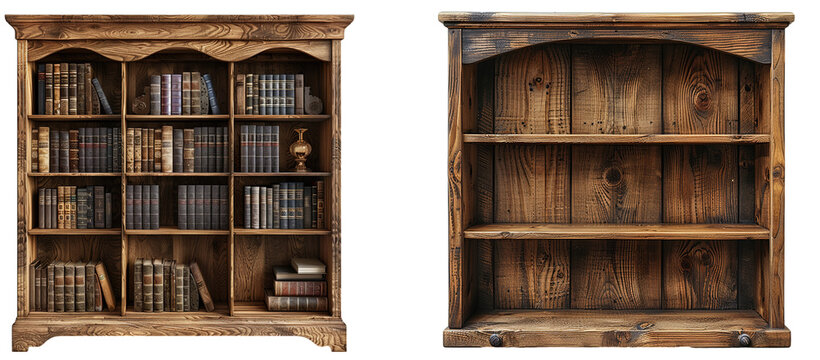 bookcase isolated on transparent background, element remove background, element for design.