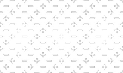Simple grey plus and minus sign i seamless pattern. Vector Repeating Texture.