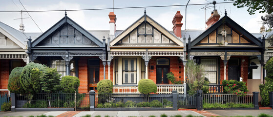 Victorian Terrace House (Melbourne Australia) - obrazy, fototapety, plakaty