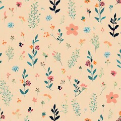 Flower pattern with solid peach background