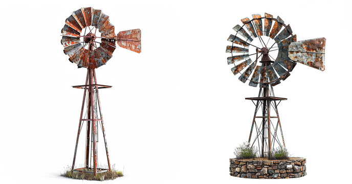 old windmill isolated on transparent background, element remove background, element for design.