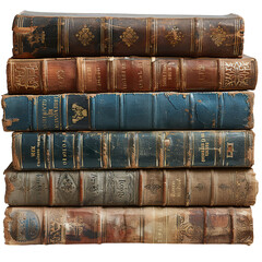 stack of old books isolated on transparent background, element remove background, element for design.