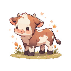 Obraz na płótnie Canvas Cute cartoon cow. Vector illustration isolated on a white background.