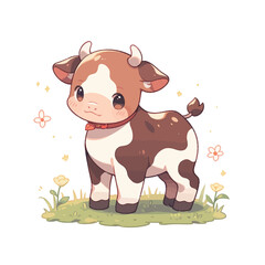 Obraz na płótnie Canvas Cute cartoon cow. Vector illustration isolated on a white background.