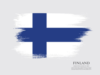 Obraz premium Flag of Finland, brush stroke background