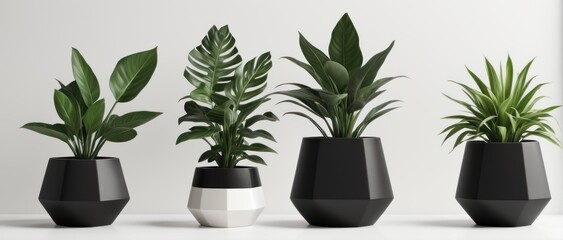 minimalist plant and pot indoor - obrazy, fototapety, plakaty