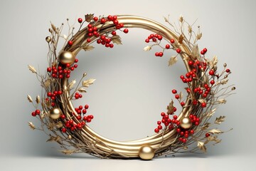 Festive holiday wreath made of pine branches. Generative ai