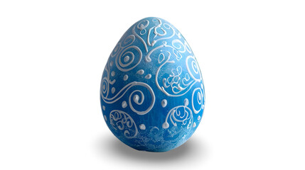  A vibrant blue Easter egg with delicate swirls and dots, transparent background