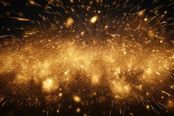 Golden fireworks forming an elegant and. Generative ai
