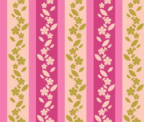 Floral Leaf Vines Stripe Pattern Design