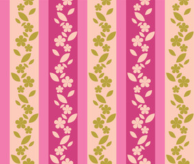 Floral Leaf Vines Stripe Pattern Design