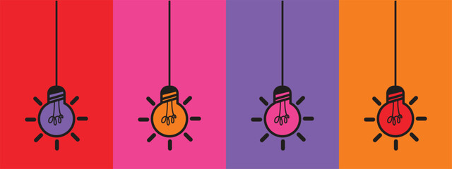 Hanging light vector illustration colorful design 