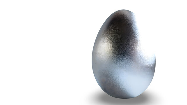  An elegant silver Easter egg shimmering under soft lighting, transparent background