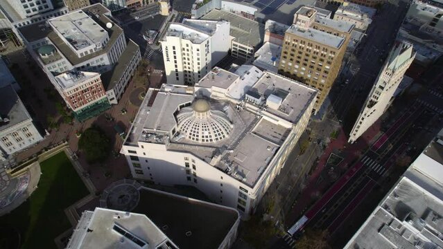 Oakland CA USA, Aerial View of Rotunda Building aka Kahn's Department Store, Historic Building in Downtown