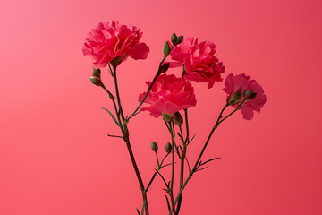 pink carnations against pink background in the style 