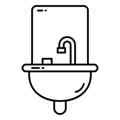 Illustration of Bathroom Sink design Line Icon