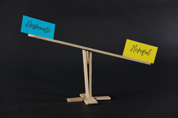 concept of duality using sticky notes with the antonym words 