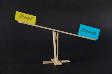 concept of duality using sticky notes with the antonym words 