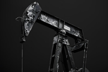 Oil Pump pumping up oil, fraking oil, oil pump, working on a il field, gasoline - obrazy, fototapety, plakaty