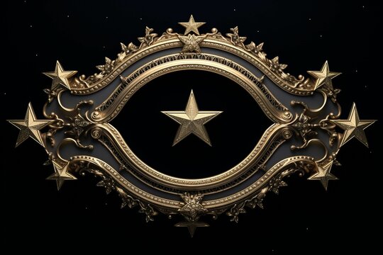 Ornate vintage frame with intricate star motifs. Generative ai