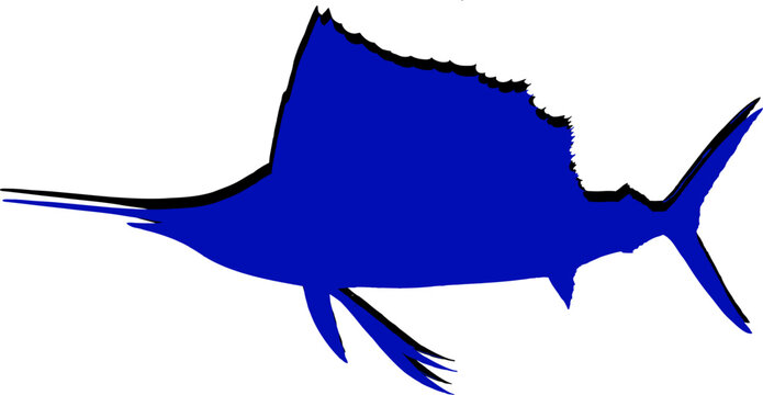 recommend clip art: Blue and Black Sailfish Silhouette