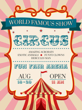 Vintage/retro circus poster. Circus invitation. Carnival invite.
