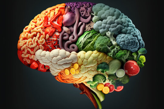 Human brain made of variety of colorful vegetables