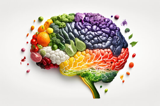 Human brain made of variety of colorful vegetables