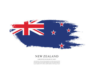 Flag of New Zealand, brush stroke background