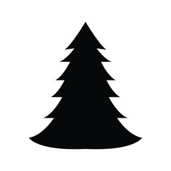 Christmas Trees, Xmas Tree, Black Vector Isolated on White Background, Winter Holiday Symbols. Vector EPS 10