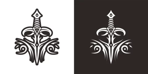 Fotobehang Sword tribal tattoo vector © Baskara