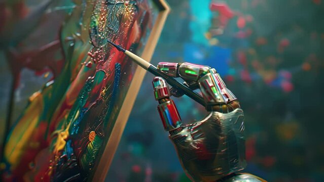 The death of art by AI: a robot hand making an abstract painting