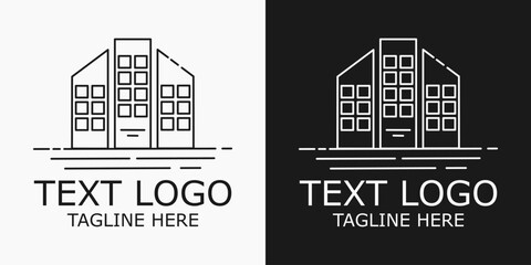building logo silhouette design with line vector