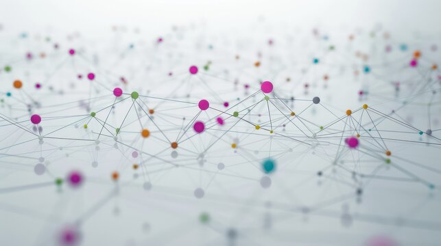 white futuristic connection background concept, data connected with lines and dots