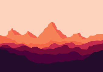 landscape mountains panorama. Vector illustration in flat style.
