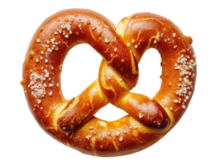 Fresh pretzel isolated on transparent background, top view