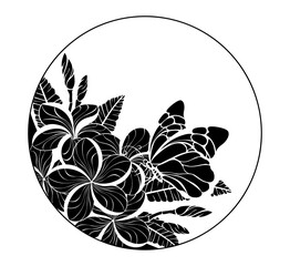 Silhouette monogram with butterfly and plumeria