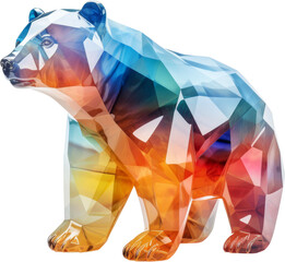 bear,rainbow crystal shpe of bear,bear made of crystal isolated on white or transparent background,transparency 