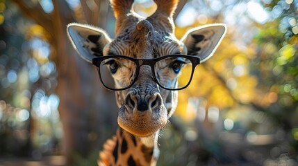 Giraffe with Glasses in Golden Hour Light