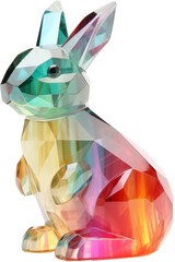 rabbit,rainbow crystal shape of rabbit,rabbit made of crystal isolated on white or transparent background,transparency 