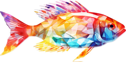 fish,rainbow crystal shape of fish,fish made of crystal  isolated on white or transparent background,transparency 