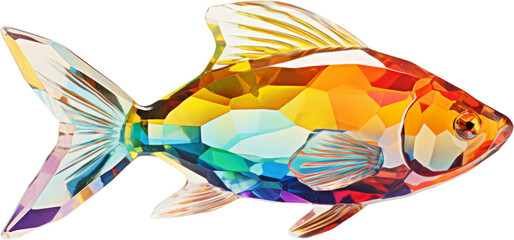 Obraz na płótnie Canvas fish,rainbow crystal shape of fish,fish made of crystal isolated on white or transparent background,transparency 