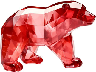 bear,red crystal shape of bear,bear made of crystal isolated on white or transparent background,transparency 